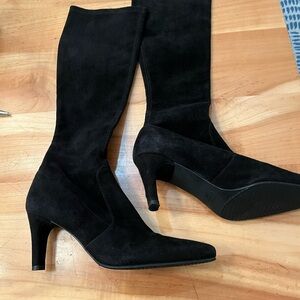 Stuart Weitzman Black Suede Heeled Boots